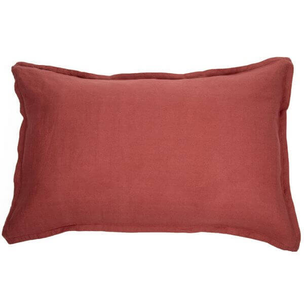 Cache oreiller en lin terracotta LINEN-  Par Brunelli - Cache oreillers Brunelli - Literie-Déco et moi 