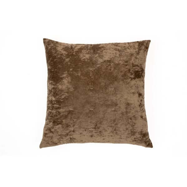 Cache oreiller européen en velours taupe LOUNGE  25'' X 25''  Par Brunelli coussins  ,disponible chez Literie-Déco et moi 