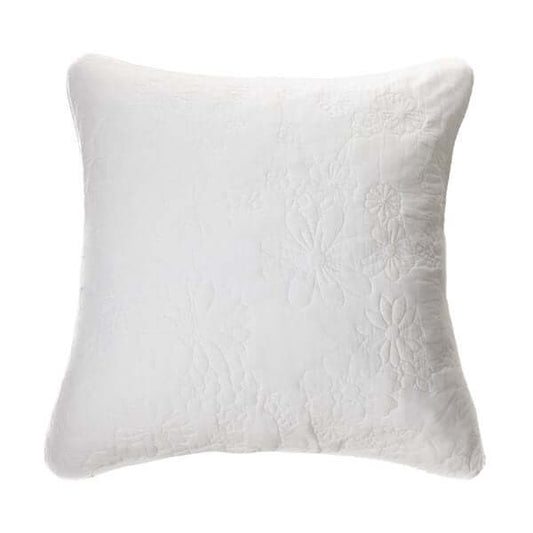 Cache oreiller européen piqué blanc FLOWER( 25'' x 25'')- Par Brunelli Cache OREILLER EUROPEEN  ,disponible chez Literie-Déco et moi 