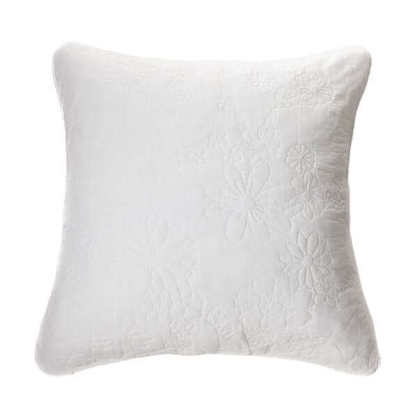Cache oreiller européen piqué blanc FLOWER( 25'' x 25'')- Par Brunelli - Cache OREILLER EUROPEEN Brunelli - Literie-Déco et moi 