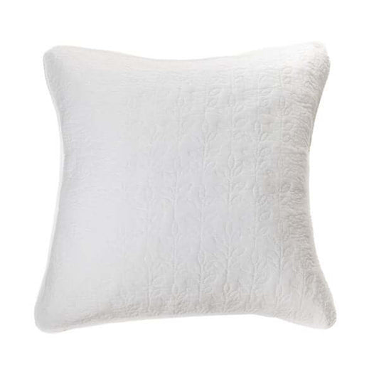 Cache oreiller européen piqué blanc FOLIAGE ( 25'' x 25'')- Par Brunelli Cache OREILLER EUROPEEN  ,disponible chez Literie-Déco et moi 