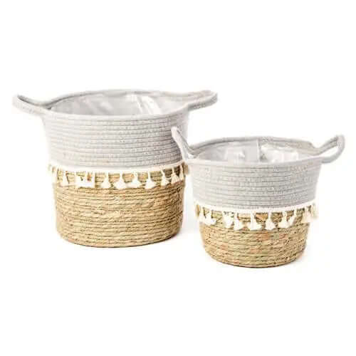 Cache-pots en jute BOLLYWOOD ( ensemble de 2 )- Par Brunelli - Panier jute Brunelli - $31.95! Literie-Déco et moi 