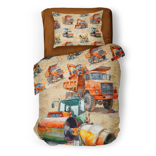 (FAIT AU QUEBEC) Camions - Couvre-lit pour enfants - Douillette Fait Québec- oleoops - $199.99! Literie-Déco et moi 