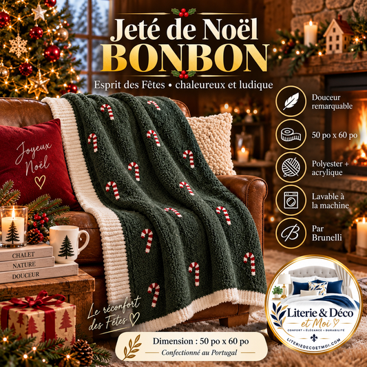 Jeté vert foncé Bonbon- Par Brunelli - Jeté Brunelli - Literie-Déco et moi 