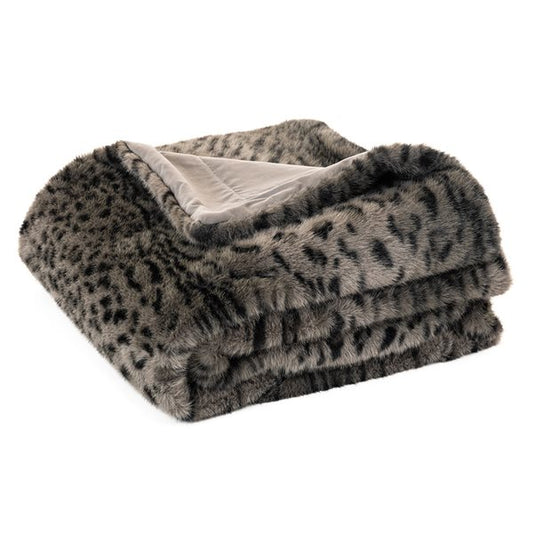 Jeté en fausse fourrure noir CHEETAH- Par Brunelli  ( livraison printemps 2025 ) Jeté  ,disponible chez Literie-Déco et moi 