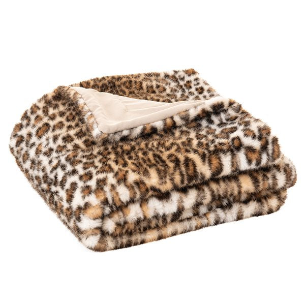 Jeté en fausse fourrure brune CHEETAH- Par Brunelli  ( livraison printemps 2025 ) Jeté  ,disponible chez Literie-Déco et moi 