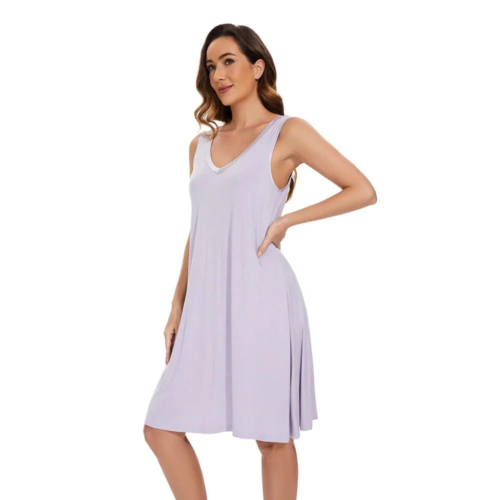 Chemise de nuit sans manches en bambou ( Crépuscule ) - Literie - Déco et moi