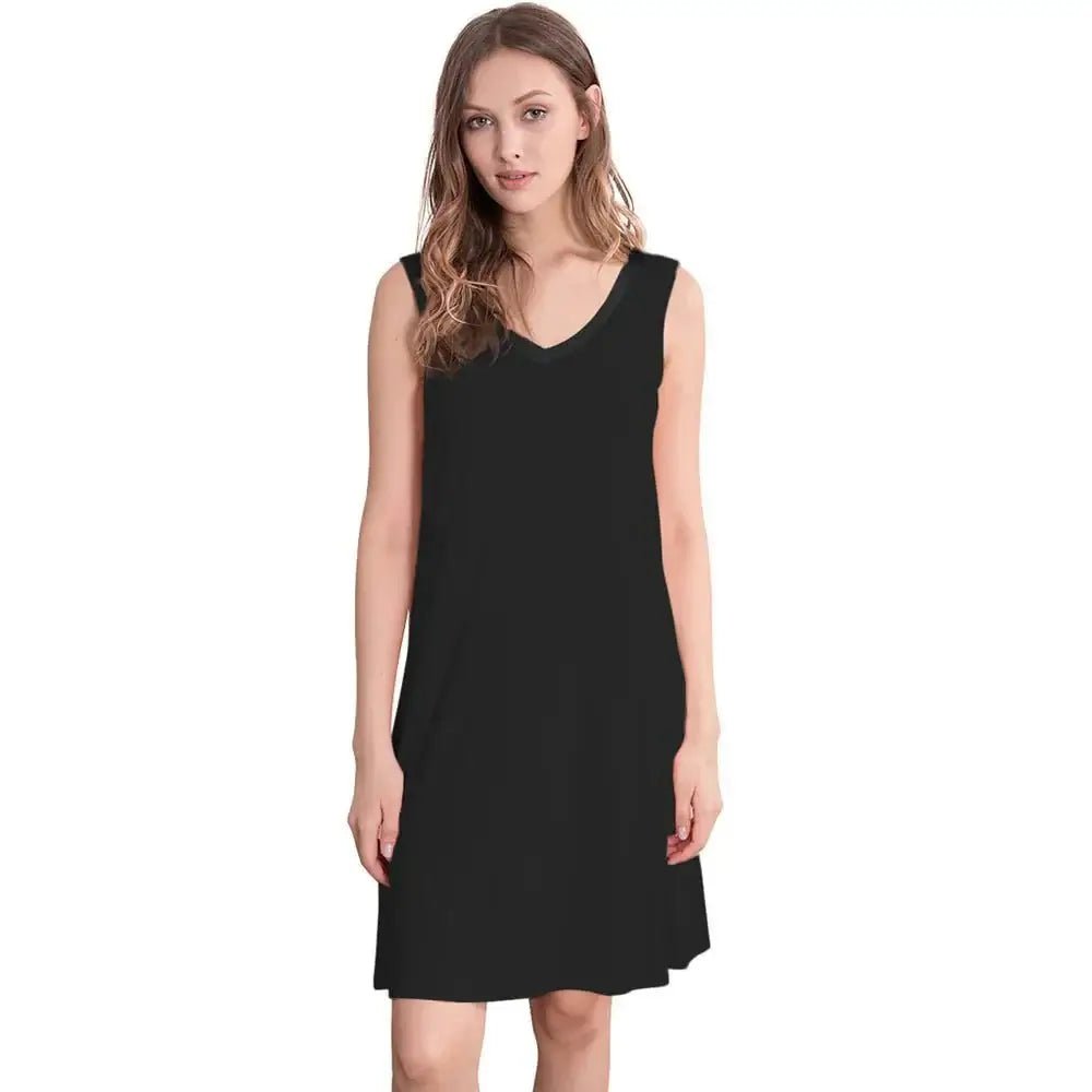 Chemise de nuit sans manches en bambou ( Noir ) - Chemise de nuit Daniadown - Literie-Déco et moi 