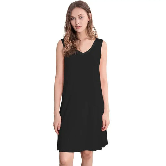 Chemise de nuit sans manches en bambou ( Noir ) - Chemise de nuit Daniadown - Literie-Déco et moi 