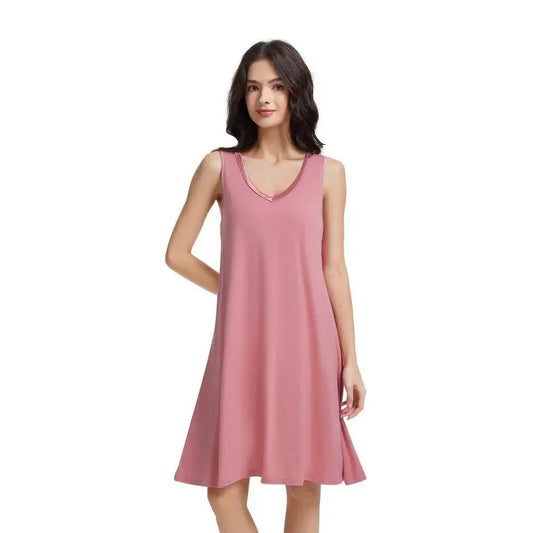 Chemise de nuit sans manches en bambou ( Rose ) - Chemise de nuit Daniadown - Literie-Déco et moi 