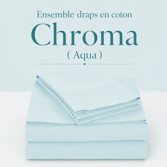 Ensemble draps en coton Chroma ( Aqua ) - Draps rjs trading - Literie-Déco et moi 