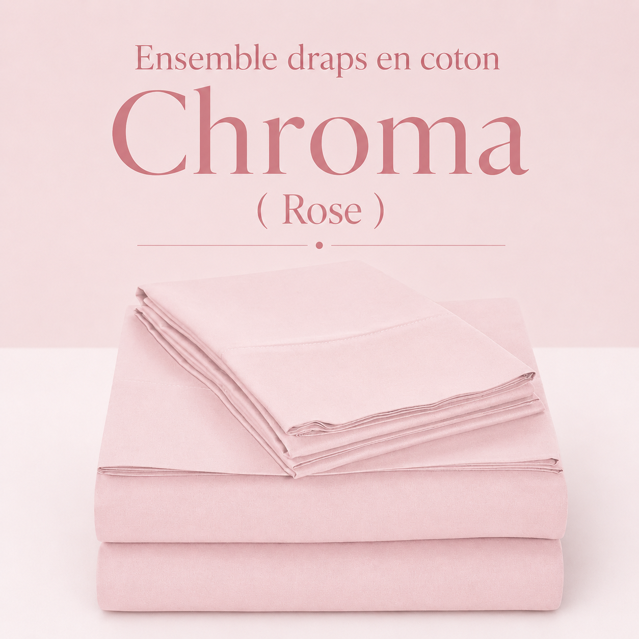 Ensemble draps en coton Chroma ( Rose ) - Draps rjs trading - Literie-Déco et moi 