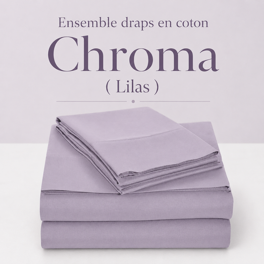 Ensemble draps en coton Chroma ( Lilas ) - Draps rjs trading - Literie-Déco et moi 