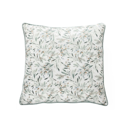 Coussin blanc et sauge CLOCHETTE (20'' x 20'') - Par Brunelli - Coussins Brunelli - Literie-Déco et moi 