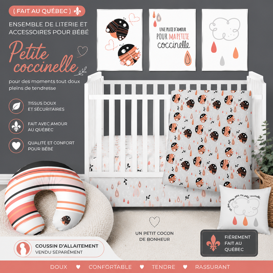 ( Fait au Québec) Ensemble de literie et accessoires pour bébé - PETITE COCCINELLE - Literie bébés Textile Patlin - Literie-Déco et moi 