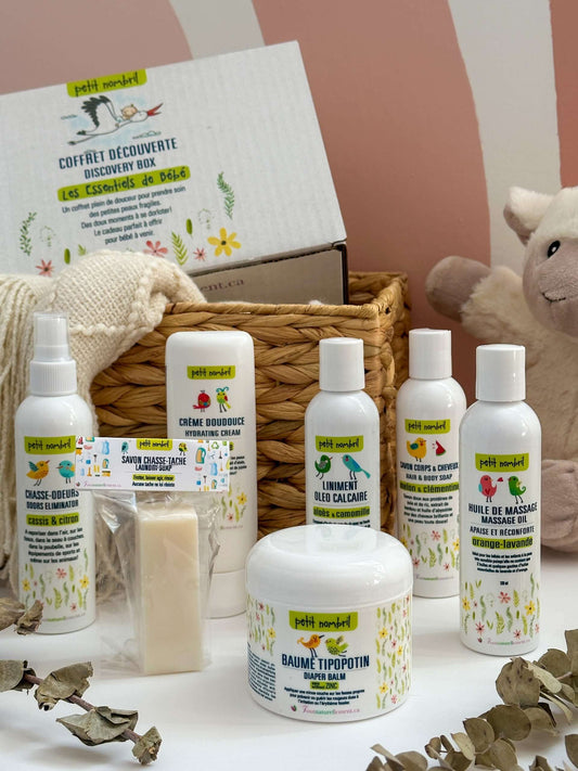 Coffret découverte Les Essentiels de bébé Savon nettoyant  ,disponible chez Literie-Déco et moi 