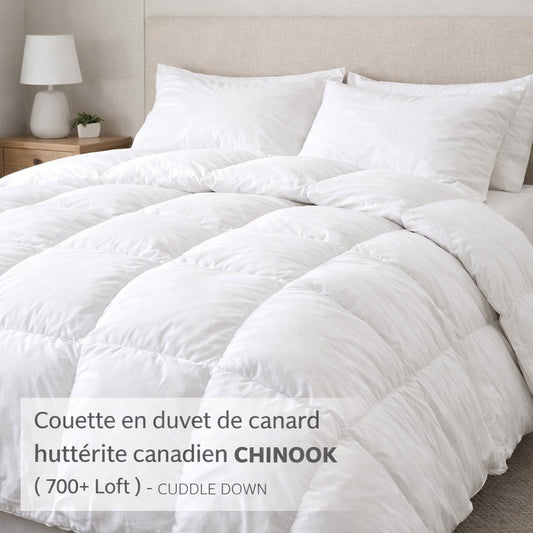  Couette en duvet de canard huttérite canadien CHINOOK ( 700+ Loft )- CUDDLE DOWN de Cuddle Down – PRODUIT  de qualité chez Literie & Déco et Moi