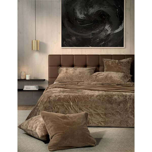 Courtepointe en velours taupe LOUNGE- Par Brunelli - Courtepointe Brunelli - Literie-Déco et moi 