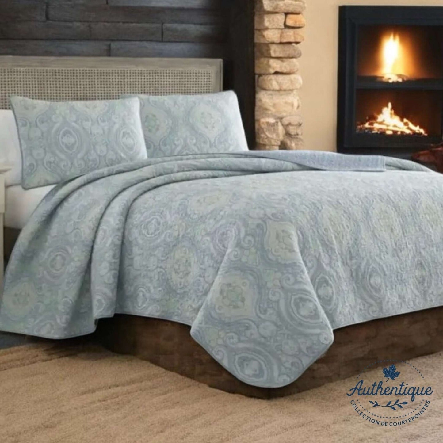 Courtepointe Brume Côtière Courtepointe  ,disponible chez Literie-Déco et moi 