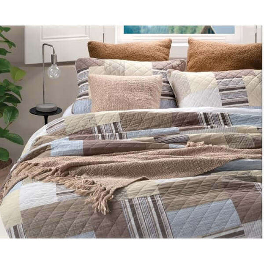 Courtepointe imprimée patchwork Teriyaki - Par Brunelli - Courtepointe Brunelli - Literie-Déco et moi 