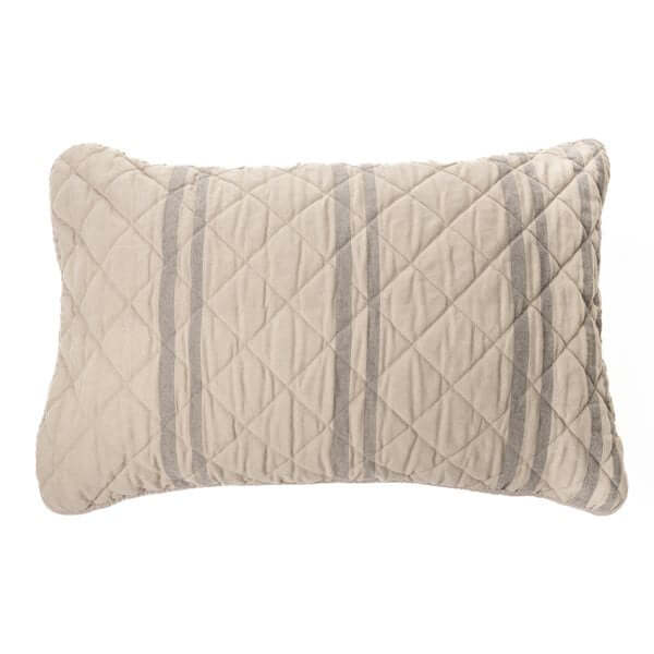 Courtepointe naturel à rayures charcoal ROOM- Par Brunelli Courtepointe  ,disponible chez Literie-Déco et moi 