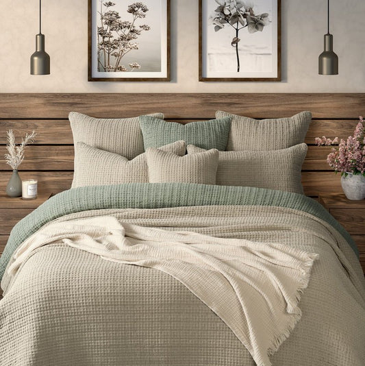 Courtepointe naturel en coton gaufré Spirit- Par Brunelli ( Livraison printemps 2026) - Literie-Déco et moi