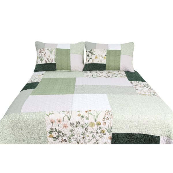 Courtepointe patchwork Fenouil- Par Brunelli Courtepointe  ,disponible chez Literie-Déco et moi 