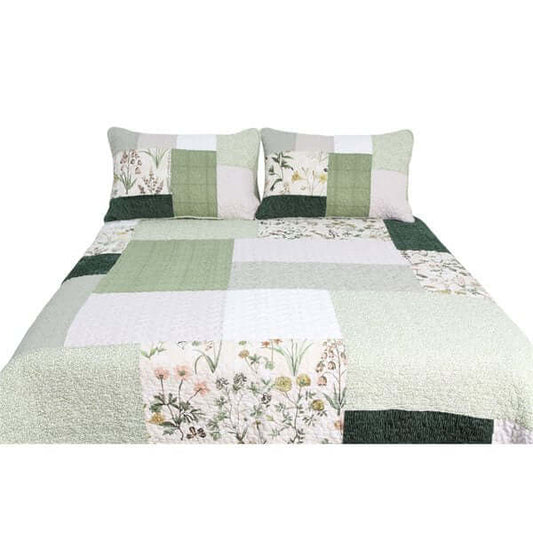 Courtepointe patchwork Fenouil- Par Brunelli Courtepointe  ,disponible chez Literie-Déco et moi 