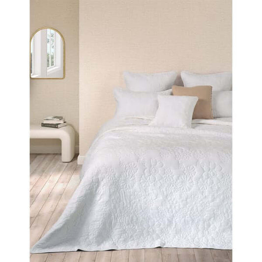 Courtepointe piquée blanche FLOWER - Par Brunelli - Literie - Déco et moi