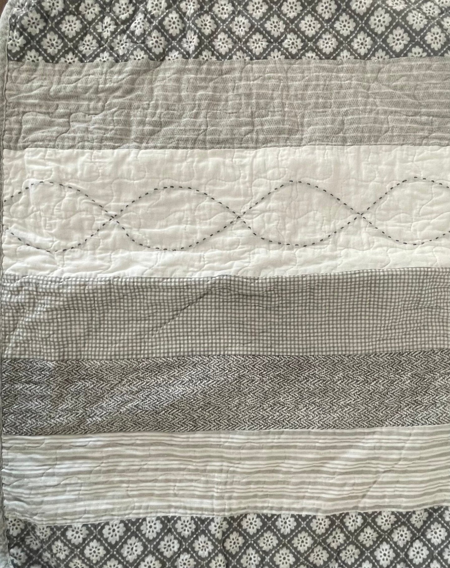 Courtepointe rayée grise et blanc cassé HILARY - Literie - Déco et moi