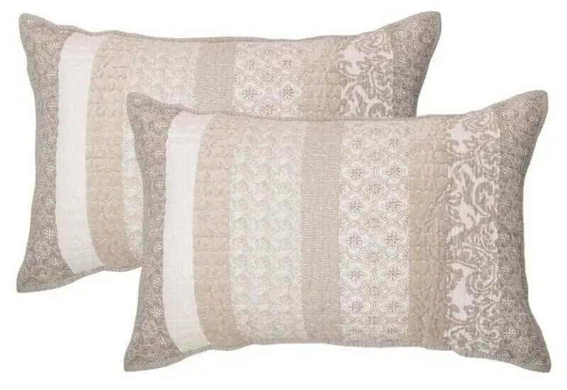 Courtepointe réversible  ivoire et taupe LOLA- Par Brunelli - Courtepointe Brunelli - Literie-Déco et moi 