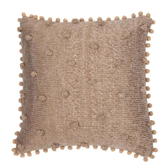 Coussin avec des pompons MOCACCINO (20'' x 20'')- Par Brunelli - coussins Brunelli - Literie-Déco et moi 