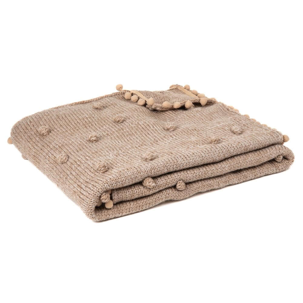 Coussin avec des pompons MOCACCINO (20'' x 20'') - Par Brunelli - Literie - Déco et moi