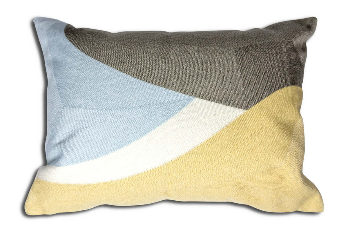 Coussin BERGEN ( Bleu - Gris - Jaune) - Literie - Déco et moi