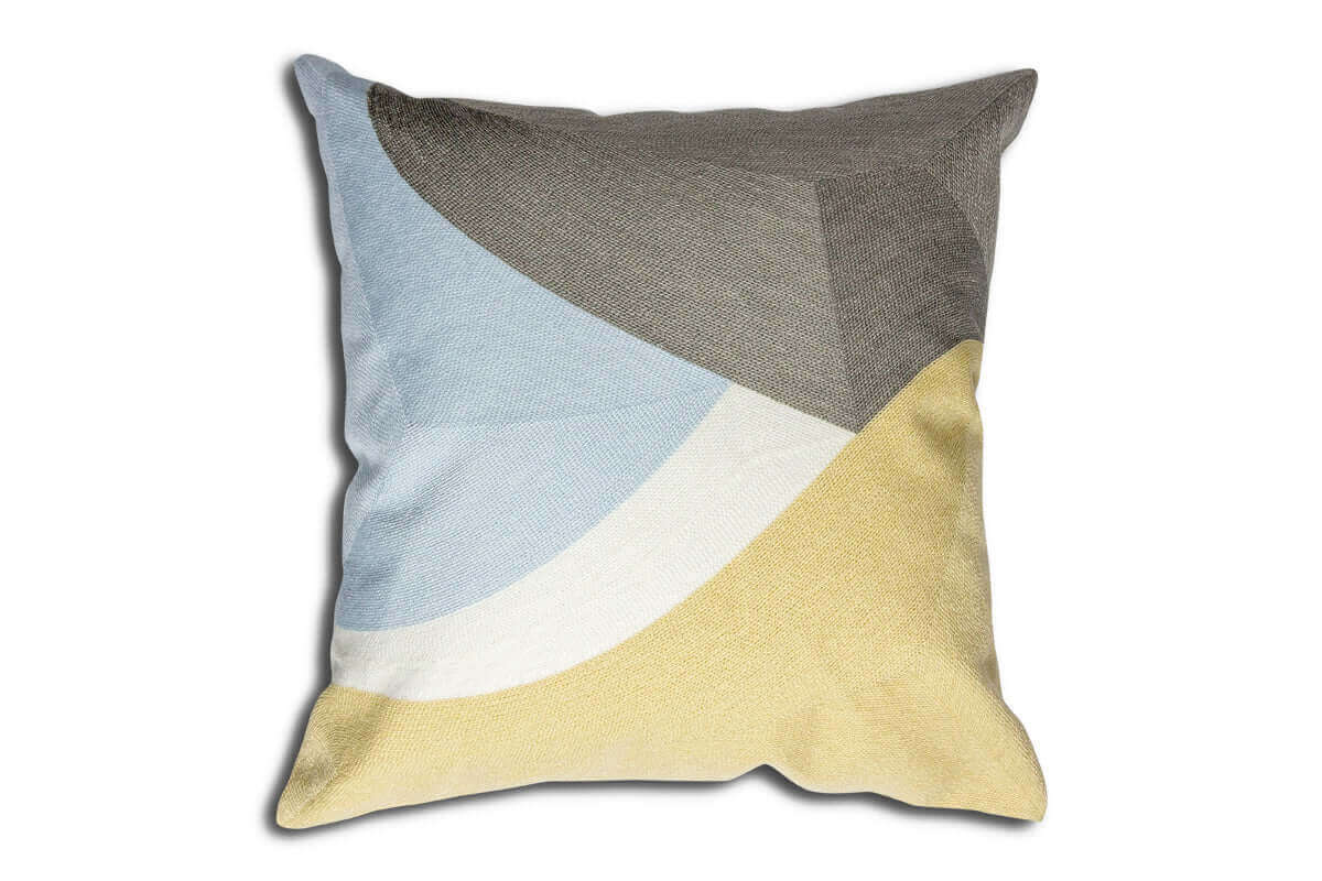 Coussin BERGEN ( Bleu- Gris- Jaune) - coussins rjs trading - Literie-Déco et moi 