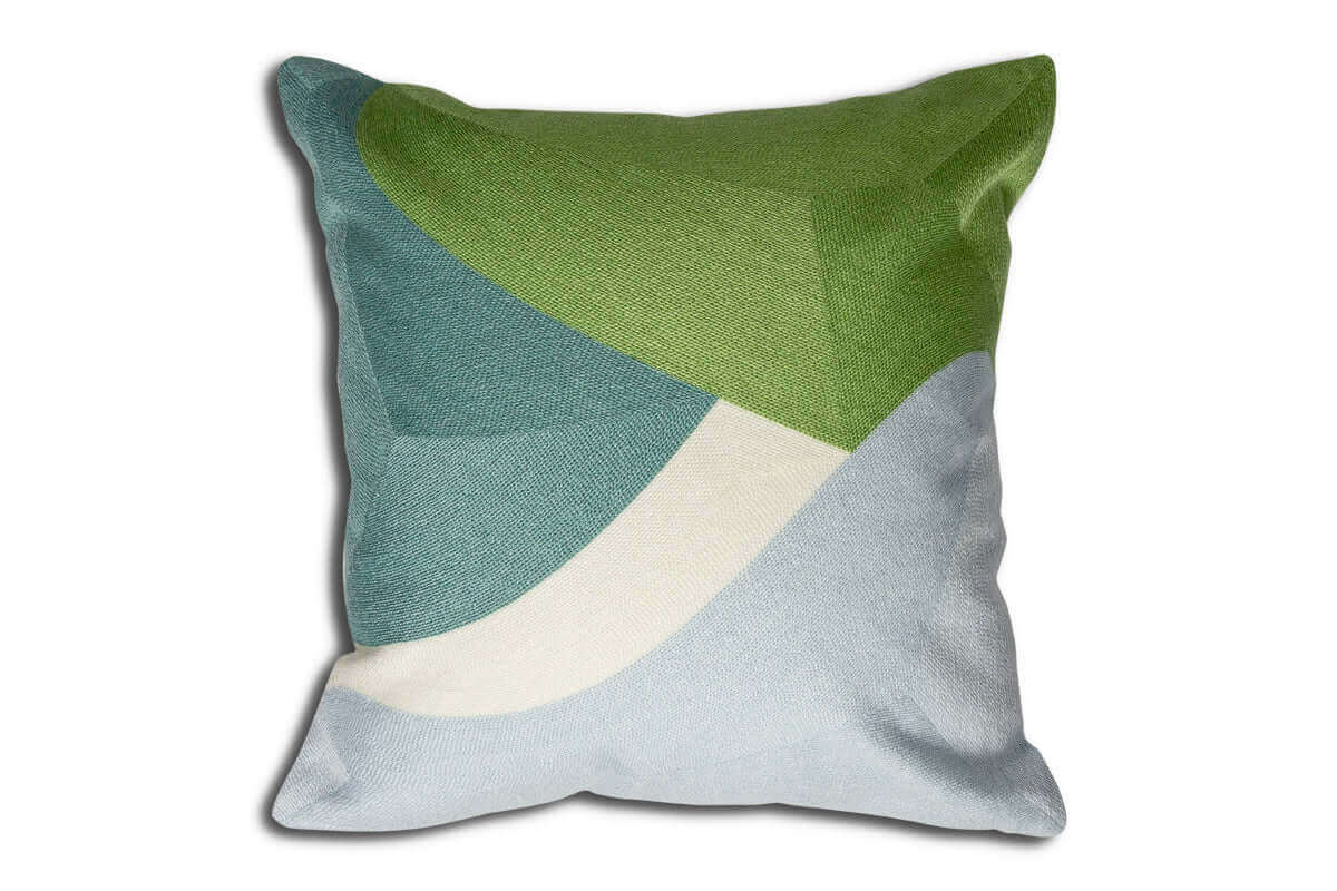 Coussin BERGEN ( Lime-Bleu-Blanc) - coussins rjs trading - Literie-Déco et moi 