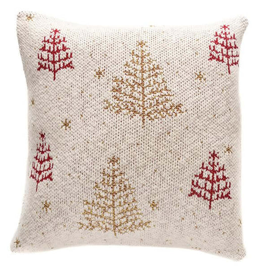 Coussin crème avec des sapins MOUNA ( 18'' x 18'') - Par Brunelli - Literie - Déco et moi