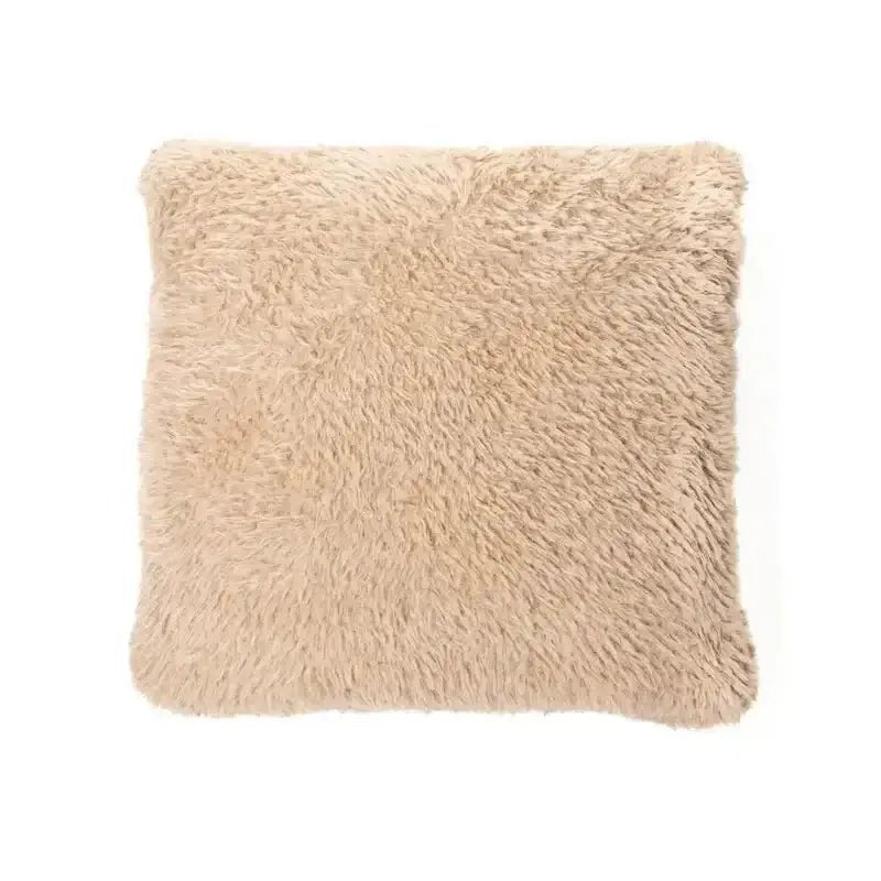 Coussin décoratif en fausse fourrure moka BEVERLY 18'' x 18''- Par Brunelli - coussins Brunelli - Literie-Déco et moi 