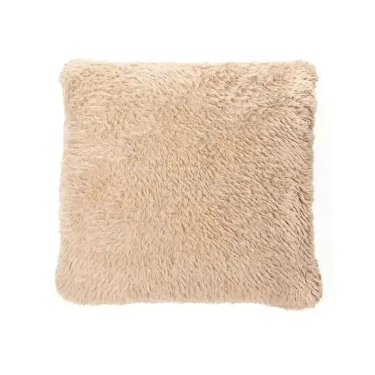 Coussin décoratif en fausse fourrure moka BEVERLY 18'' x 18''- Par Brunelli - coussins Brunelli - Literie-Déco et moi 