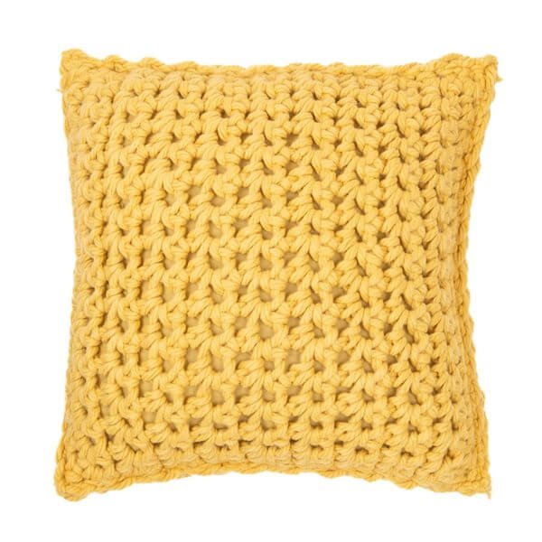 Coussin décoratif en tricot jaune GUMMY 18'' x 18'' - Par Brunelli - Literie - Déco et moi