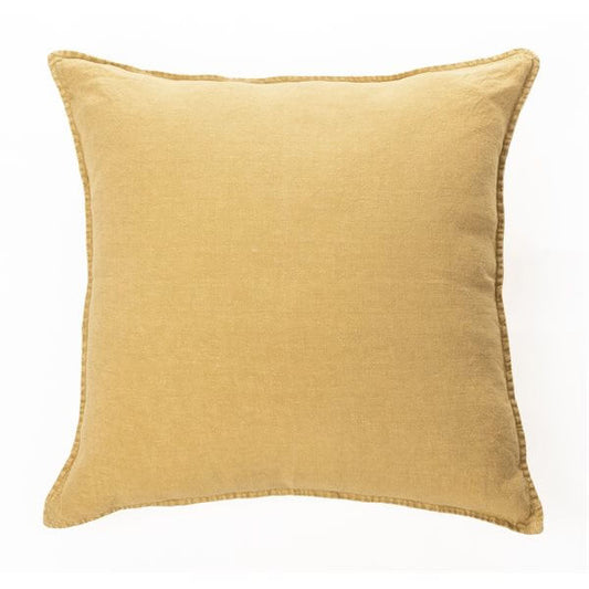 Coussin décoratif moutarde LINEN STONE WASH ( 18'' x 18'') - Par Brunelli - Literie - Déco et moi