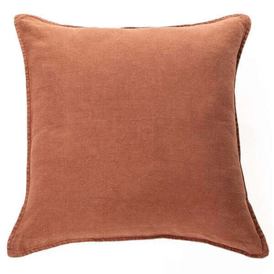 Coussin décoratif terracotta LINEN STONE WASH ( 18'' x 18'')- Par Brunelli - coussins Brunelli - Literie-Déco et moi 