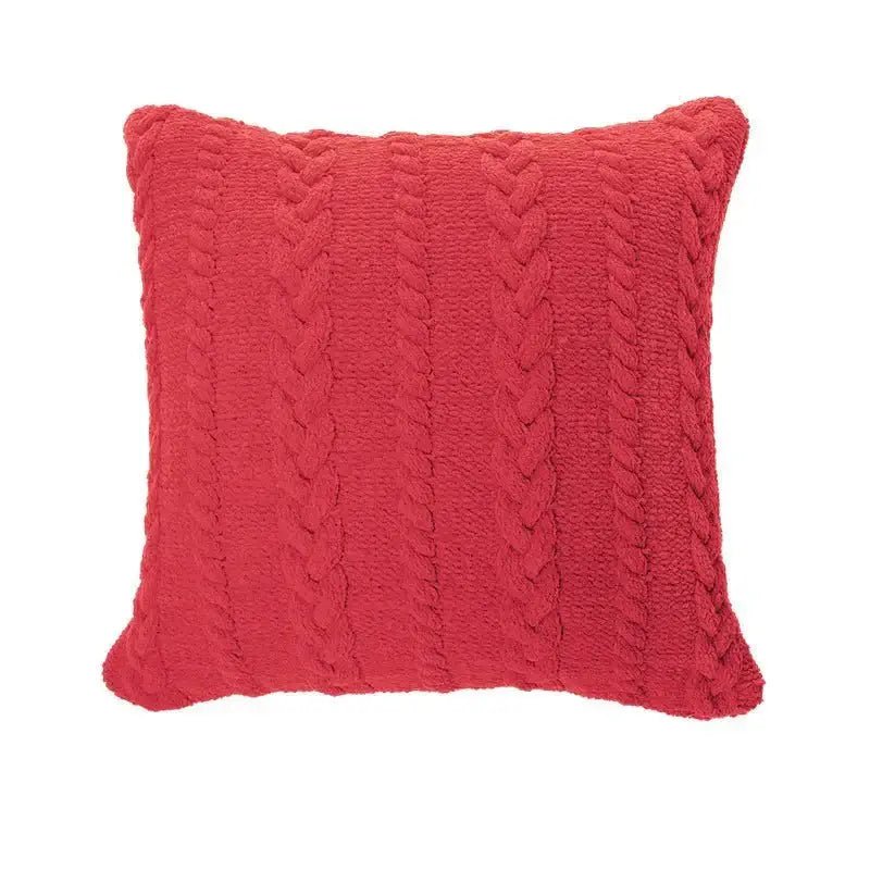 Coussin en chenille rouge Rouge- 18'' X 18''- Par Brunelli - coussins Brunelli - Literie-Déco et moi 