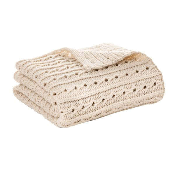 Coussin en tricot crème DALIDA ( 18'' X 18'') - Par Brunelli - coussins Brunelli - Literie-Déco et moi 