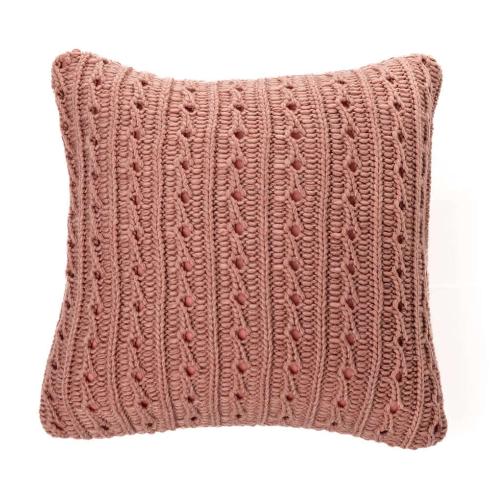 Coussin en tricot rose DALIDA ( 18'' X 18'') - Par Brunelli - Literie - Déco et moi