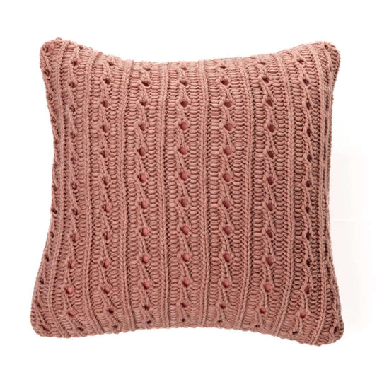 Coussin en tricot rose DALIDA ( 18'' X 18'') - Par Brunelli - Literie - Déco et moi