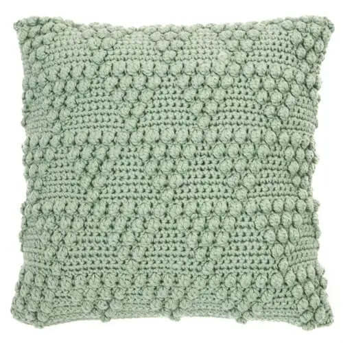 Coussin en tricot vert sauge BUBBLE ( 18'' x 18'') - Par Brunelli - Literie - Déco et moi