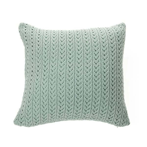 Coussin en tricot vert sauge NAJA ( 18'' x 18''') - Par Brunelli - Literie - Déco et moi