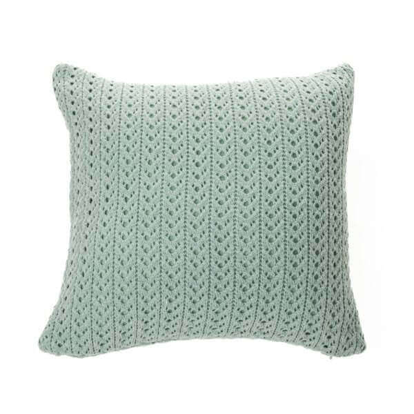 Coussin en tricot vert sauge NAJA   ( 18'' x 18''')- Par  Brunelli - coussins Brunelli - Literie-Déco et moi 