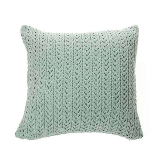 Coussin en tricot vert sauge NAJA   ( 18'' x 18''')- Par  Brunelli - coussins Brunelli - Literie-Déco et moi 